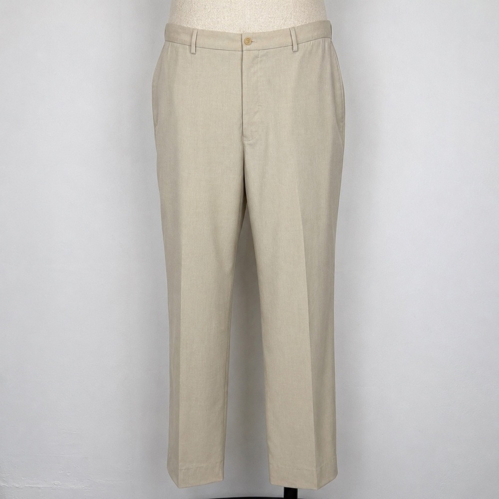 Peter Millar Charlotte Classic Fit Pants Mens 44L Stone Beige Stretch - Hemmed